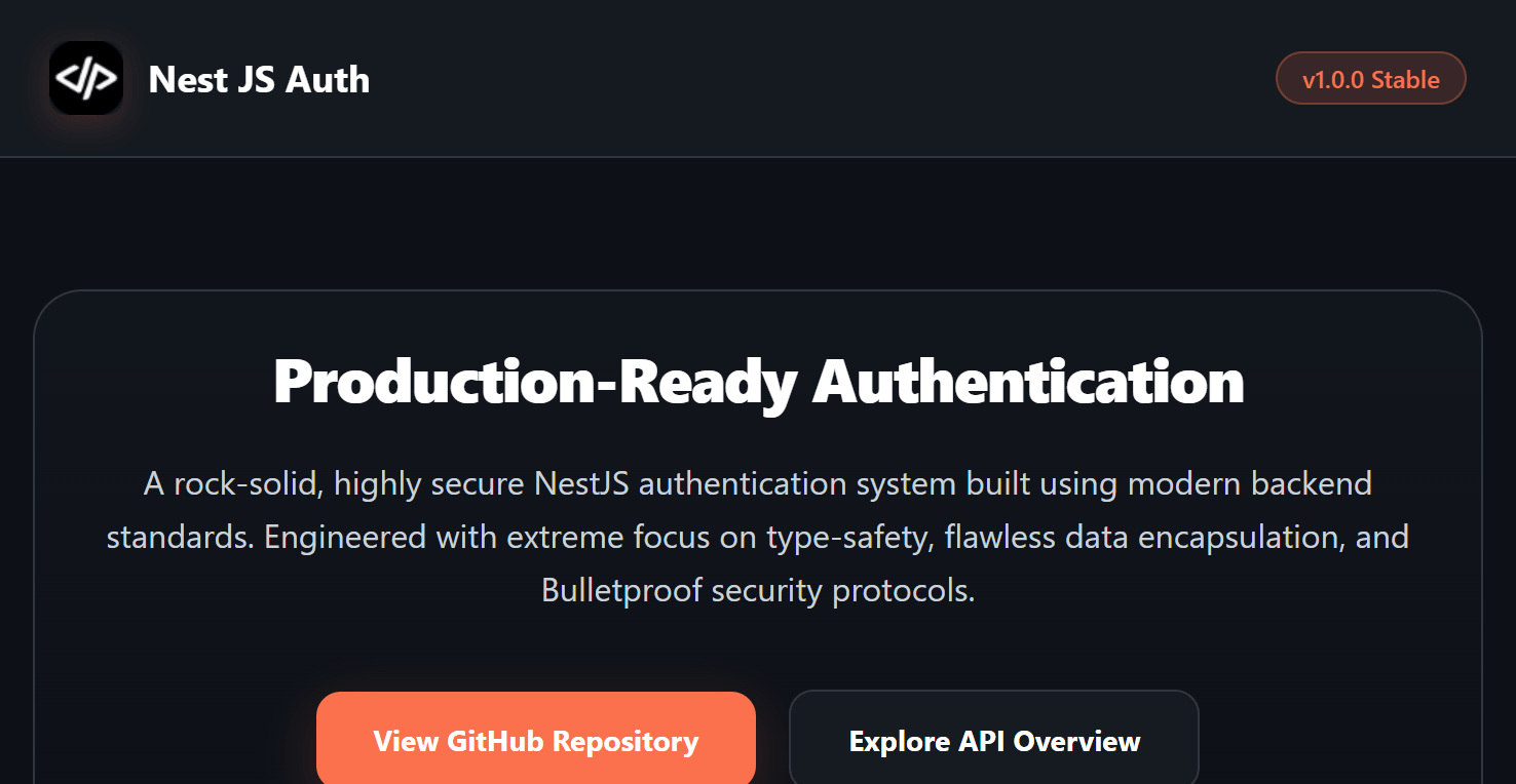Nest JS Auth project preview