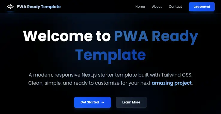 Next JS PWA Ready Template project preview