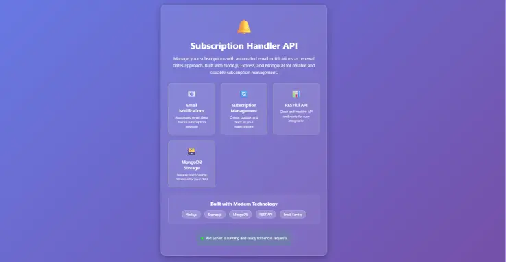 Subscription Handler API project preview